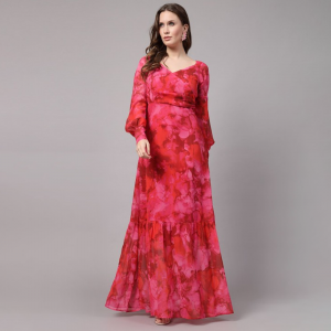 Aayu Print Georgette Maxi Dress